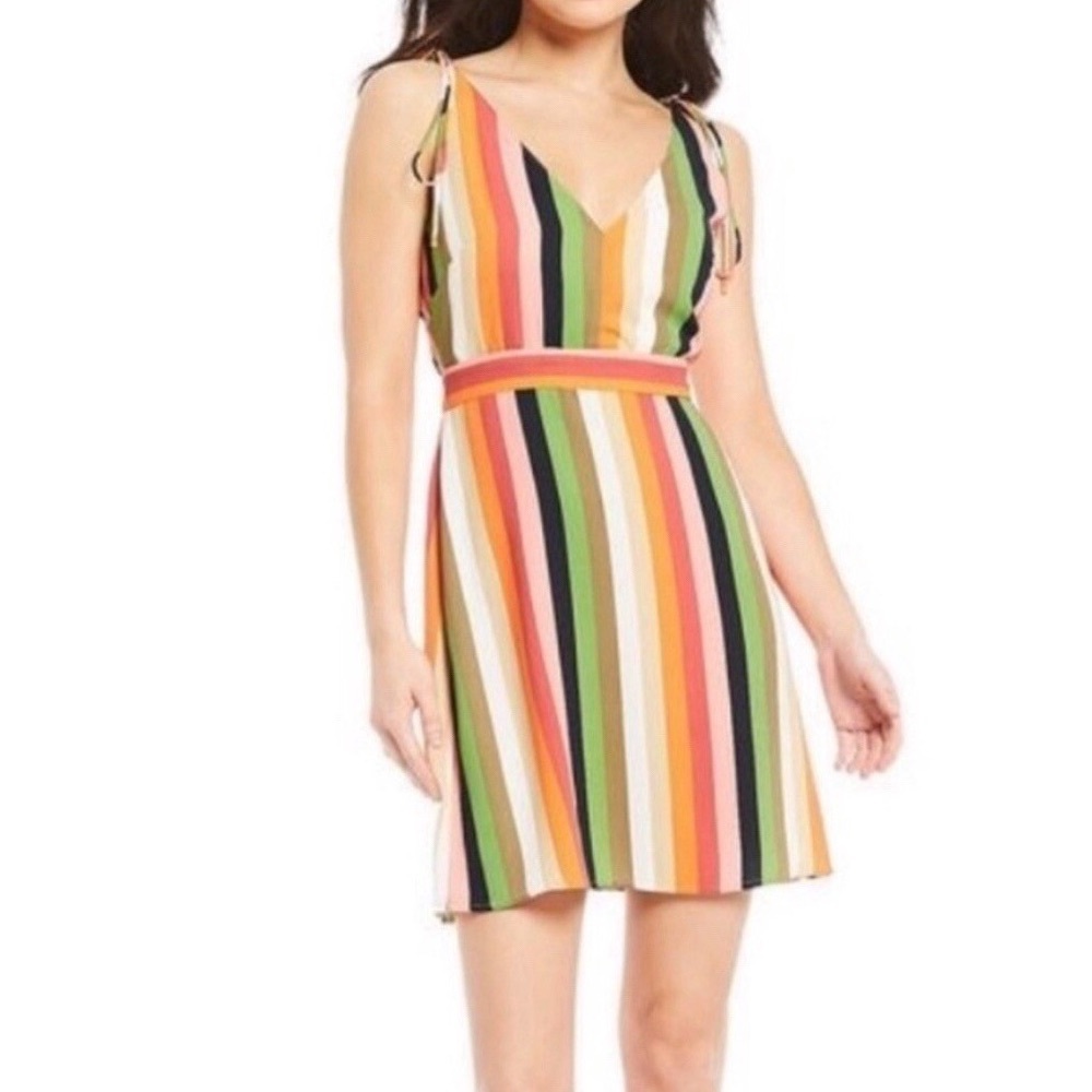Gianna Bini Ladies Size 10 Vertical Striped Sleeveless Dress Casual